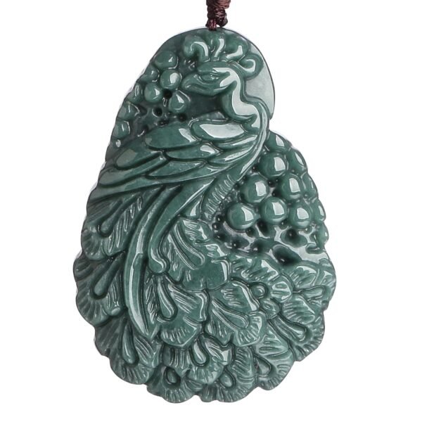 Real Jade Phoenix Pendant Necklace for Women Genuine Certified Jadeite Double Side Hand-Carved Jewelry Protection Amulet Valentine's Day Christmas Gift for Her Mom Wife