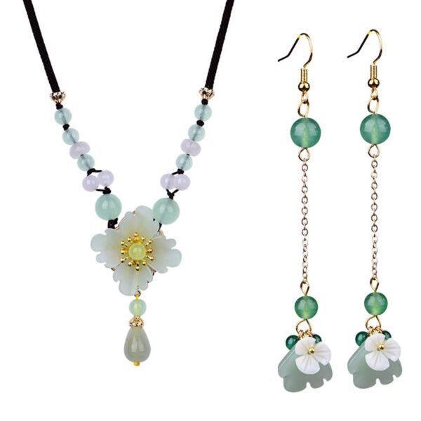 Natural Ladies Jade Earrings and Jade Necklace Set, Suitable for Mother's Day, Easter, Christmas
